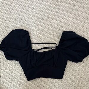 Altar'd State Black Puff Sleeve Blouse